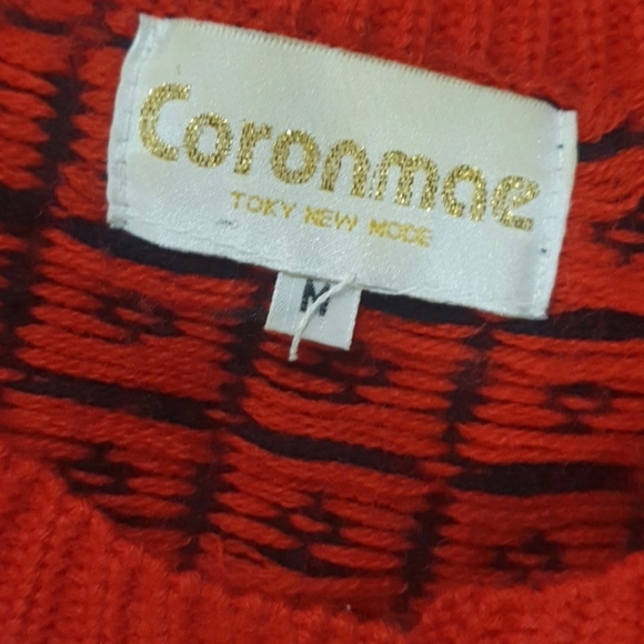 VINTAGE 90s CORONMAE Knit Patchwork Jumper Size 12 approx - Picture 5 of 5